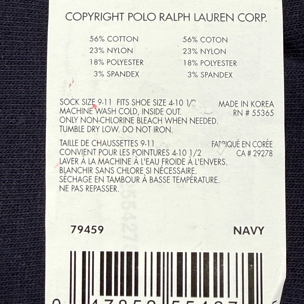 Polo Ralph Lauren Womens Size 9-11 Polo Bear Crew Socks Navy Red Winter NWT - Picture 9 of 9